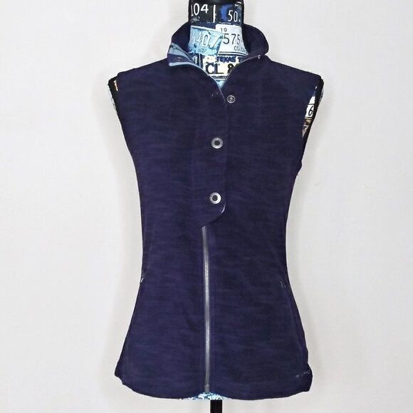 EXOFFICIO Calluna Fleece Vest Mockneck Zip Snap Outdoors Moisture Wicking Purple - Picture 7 of 7
